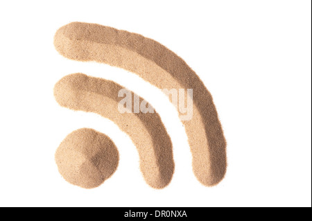 Signal-Übertragung-Symbol in Sand geformt Stockfoto
