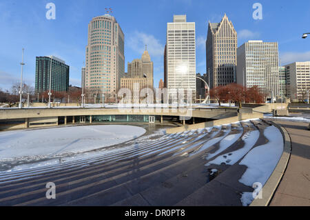 Detroit, USA. 12. Januar 2014. Das Stadtzentrum von Detroit, Vereinigte Staaten von Amerika, 12. Januar 2014. Foto: Uli Deck/Dpa/Alamy Live News Stockfoto