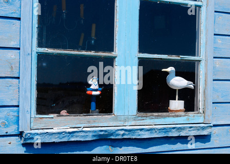 Aero-Insel, Fenster, Strand Hütten am Aeroskoebing Vesterstrand, Fyn, Dänemark, Skandinavien, Europa Stockfoto