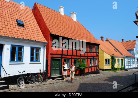 Aero-Insel, Aeroskobing, Häuser am Bogade, Fyn, Dänemark, Skandinavien, Europa Stockfoto