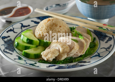 Singapur-Huhn mit Reis. Hainan-Stil Stockfoto