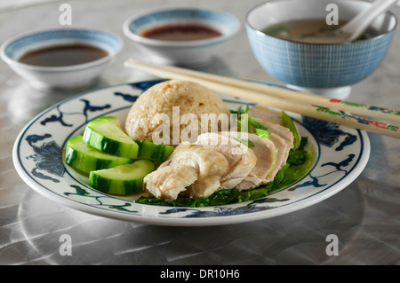 Singapur-Huhn mit Reis. Hainan-Stil Stockfoto