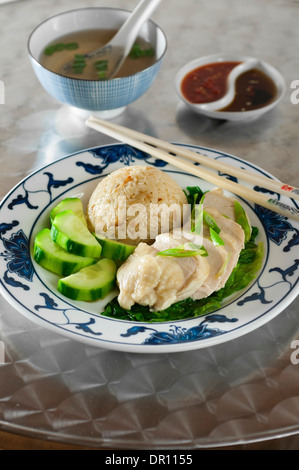 Singapur-Huhn mit Reis. Hainan-Stil Stockfoto