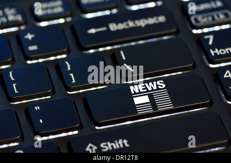 Konzept-Nachrichten-Symbol auf enter-Taste der Tastatur Stockfoto