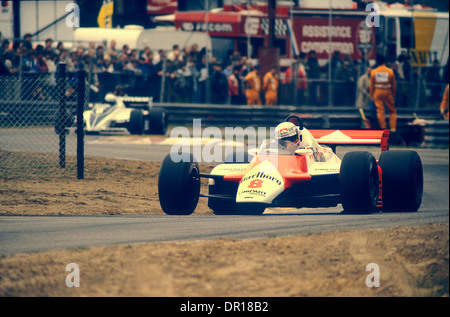 Niki Lauda 1982 Belgien GP Zolder ein McLaren F1-Auto zu fahren Stockfoto