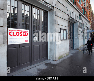 Geschlossene Ankündigung für Feuerwache Westminster, London. Stockfoto