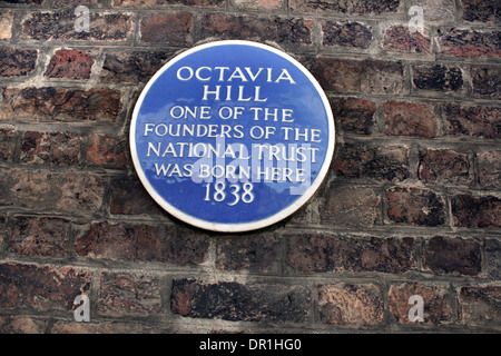 English Heritage blaue Plakette für Octavia Hill Stockfoto