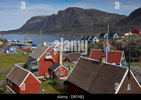 Alte Stadt und Hafen, Sisimiut (Holsteinsborg), West-Grönland Stockfoto