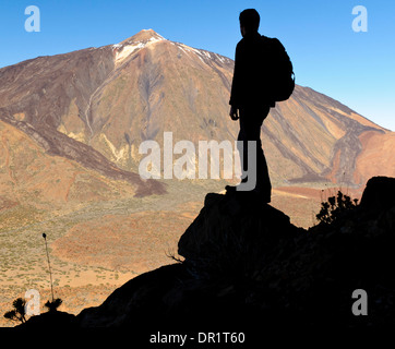 Wanderer in den Teide-Nationalpark, Teneriffa, Kanarische Inseln, Spanien, Europa Stockfoto