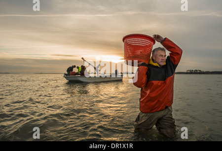 Kaukasische Fischer Korb im Wasser Stockfoto