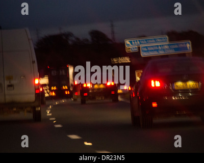 Sonnenuntergang auf A1 Autobahn Yorkshire uk Stockfoto