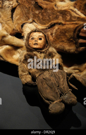 Qilakitsoq Mumie im Nationalmuseum Grönland in Nuuk, Grönland Stockfoto