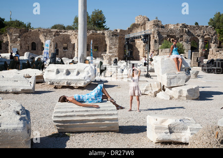 Tempel des Apollon und Athene, Seite, Mittelmeer, Türkei, Asien Stockfoto