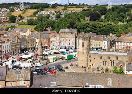 Richmond aus dem Bergfried über Market Square Richmond North Yorkshire England Stockfoto