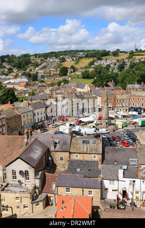 Richmond aus dem Bergfried über Market Square Richmond North Yorkshire England Stockfoto