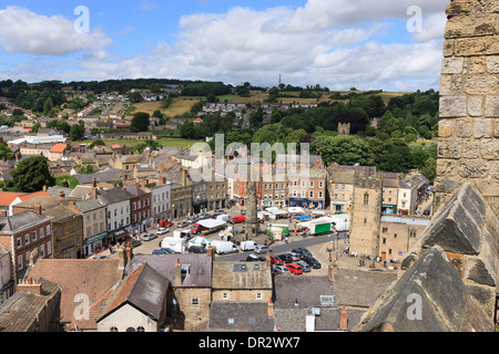 Richmond aus dem Bergfried über Market Square Richmond North Yorkshire England Stockfoto