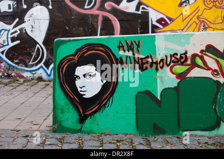 Amy Whinehouse graffiti in Sevilla, Spanien. Stockfoto