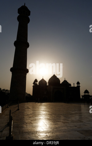 Menschen und das Taj Mahal gegen die späte Nachmittagssonne Stockfoto