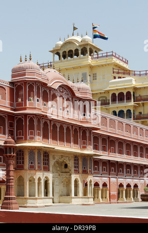 Chandra Mahal, eines der Gebäude in er Stadtpalast in Jaipur, Rajasthan, Indien Stockfoto