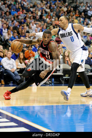 18. Januar 2014: Portland Trail Blazers power forward Thomas Robinson #41 bei einem NBA-Spiel zwischen den Portland Trail Blazers und die Dallas Mavericks das American Airlines Center in Dallas, TX Portland besiegte Dallas 127-111 Stockfoto