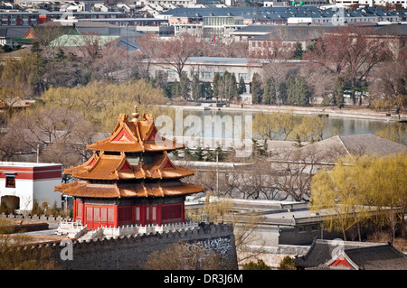 Luftbild auf verbotene Stadt - Blick vom Jingshan Park in Peking, China Stockfoto