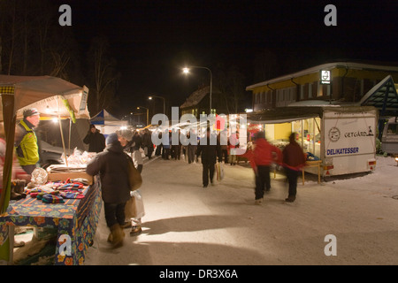 Markt Straße Jokkmokk fair Laponia Schweden Winter Stockfoto