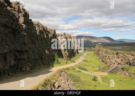 Wappen des Mittelatlantischen Rückens im Nationalpark Thingvellir, Island. Stockfoto