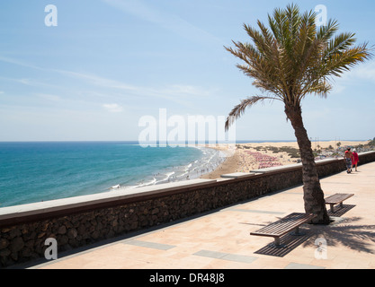 Blick über den Strand von Playa del Ingles und Maspalomas Dünen. Gran Canaria, Kanarische Inseln Stockfoto