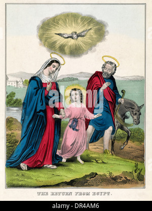 Die Rückkehr aus Ägypten - Jesus, St. Maria und St. Joseph von Ägypten nach Israel zurück Stockfoto