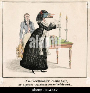 Eine regelrechte Gäbler oder eine Gans, die verdient werden, zischte - Karikatur von Frances "Fanny" Wright, britische geboren Aktivist, Suffragette und Kritiker so Sklaverei, 1829 Stockfoto