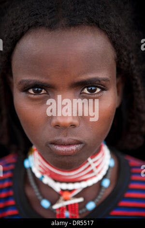 Äthiopische Mädchen des Stammes Afari Stockfoto