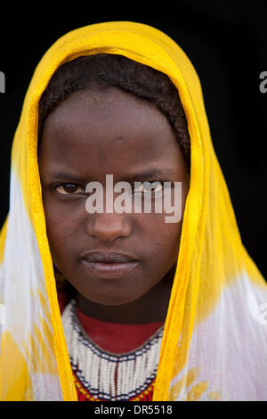 Äthiopische Mädchen des Stammes Afari Stockfoto