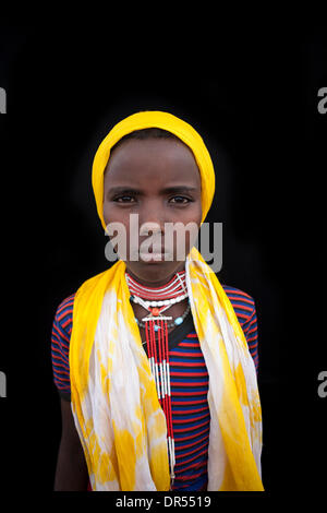 Äthiopische Mädchen des Stammes Afari Stockfoto