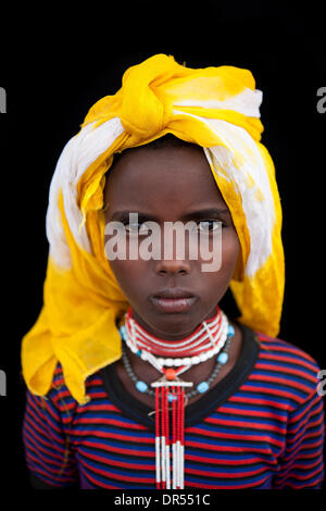 Äthiopische Mädchen des Stammes Afari Stockfoto