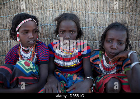 Äthiopische Mädchen des Stammes Afari Stockfoto