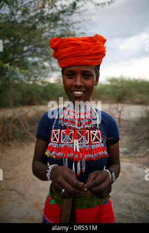 Äthiopische Mädchen des Stammes Afari Stockfoto