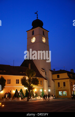 Der Ratturm von Piata Mare, Sibiu, Siebenbürgen, Rumänien, Europa Stockfoto