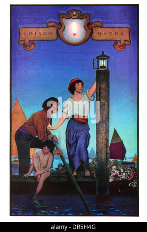 1922 Maxfield Parrish Edison Mazda Light Bulb poster Stockfoto