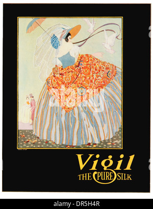 1922 britische Karte für Vigil der reine Seide, Designed by S.S.Longley A.R.B.A Stockfoto