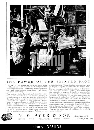 1922 amerikanischen Broschüre und Prospekt der Macht der gedruckten Seite von F.R.Gruger Stockfoto
