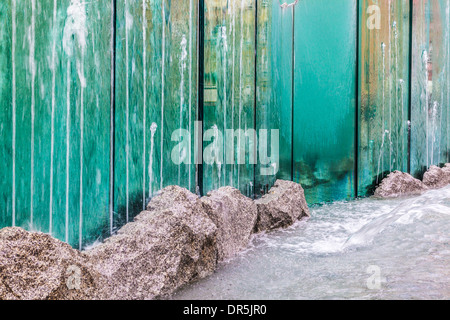 Nahaufnahme Detail auf den modernen Brunnen auf der Breslauer Altstadt Marktplatz oder Rynek. Stockfoto