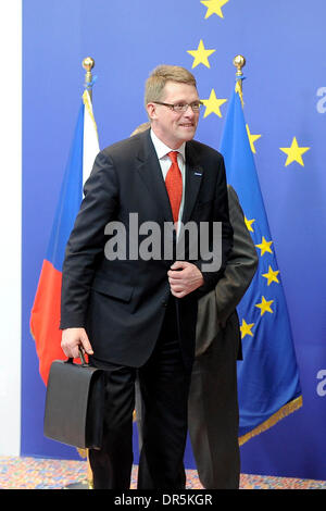 19. März 2009 - Brüssel, Belgien - Finish Primie Minister MATTI VANHANEN vor dem Gipfeltreffen der Europäischen Union. (Kredit-Bild: © Wiktor Dabkowski/ZUMA Press) Stockfoto