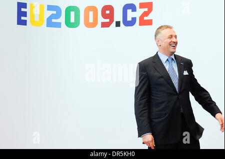 19. März 2009 - Brüssel, Belgien - tschechische Ministerpräsident MIREK TOPOLANEK vor dem Gipfeltreffen der Europäischen Union. (Kredit-Bild: © Wiktor Dabkowski/ZUMA Press) Stockfoto