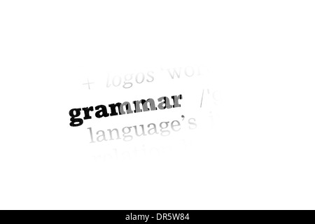 Grammatik Wörterbuchdefinition Closeup schwarz / weiß Stockfoto