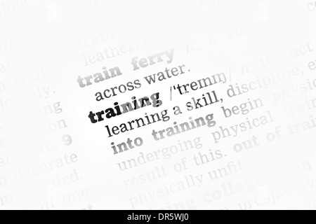 Ausbildung Wörterbuchdefinition Closeup schwarz / weiß Stockfoto