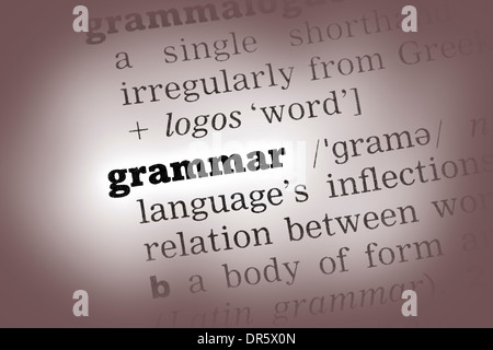 Grammatik Wörterbuchdefinition Closeup schwarz / weiß Stockfoto