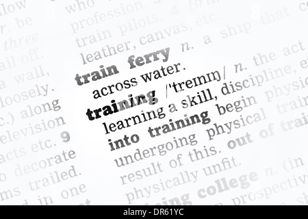 Ausbildung Wörterbuchdefinition Closeup schwarz / weiß Stockfoto