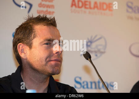 Adelaide, South Australia, Australien. 18. Januar 2014. CADEL EVANS bei einem Medien-Aufruf Team für Evans, Team BMC, S. Gerrans Team Orica-grünen Rand, J. Moreno, Movistar bei der Tour Down Under. Bildnachweis: Gary Francis/ZUMA Wire/ZUMAPRESS.com/Alamy Live-Nachrichten Stockfoto