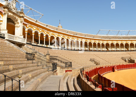 Plaza de Toros De La Real Maestranza de Caballeria de Sevilla oder einfach Plaza de Toros von Sevilla, die älteste Stierkampfarena in Spanien Stockfoto