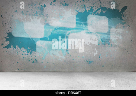 Spritzer auf Wand enthüllt Technologie Schnittstelle Stockfoto